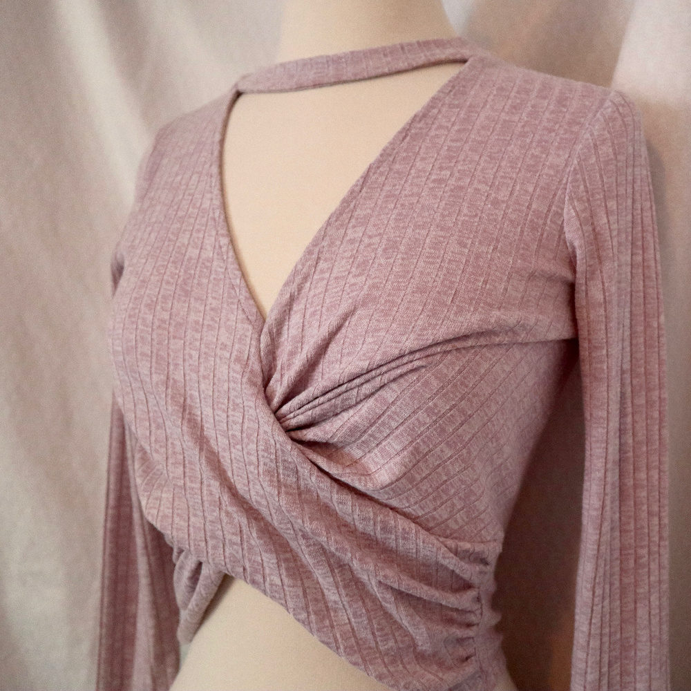 Forever 21 Pink Crop Crossover Sweater ballet top